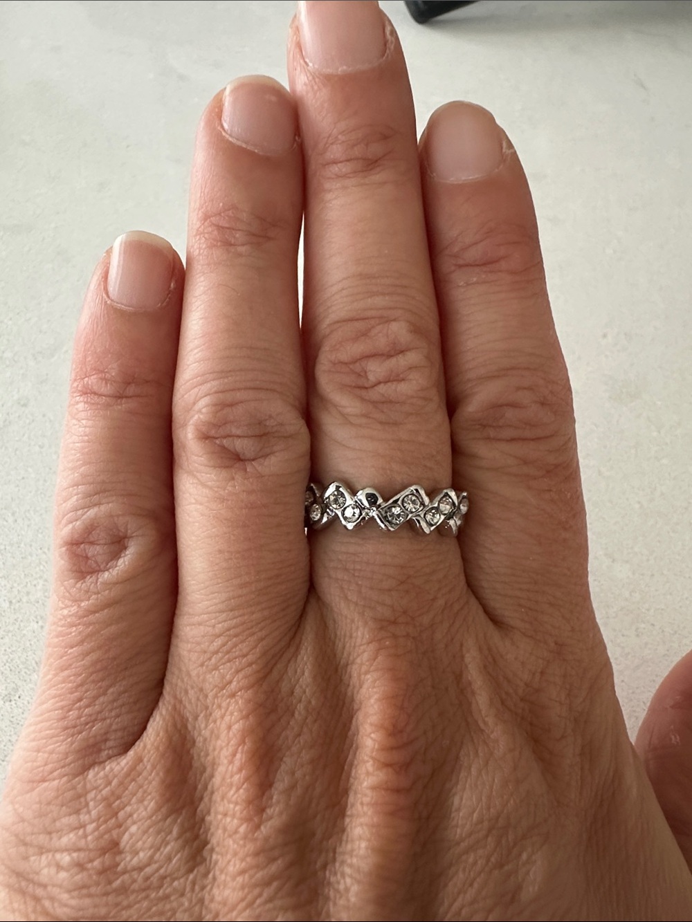 Sterling Silver Marquise and Round CZ Band Ring - Silver